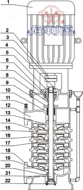 DL低转速立式多级离心泵结构示意图