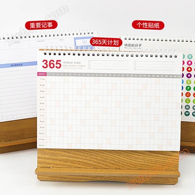 2020 drewniany kalendarz stołowy Kreatywne biuro drewniany kalendarz stołowy korporacyjny