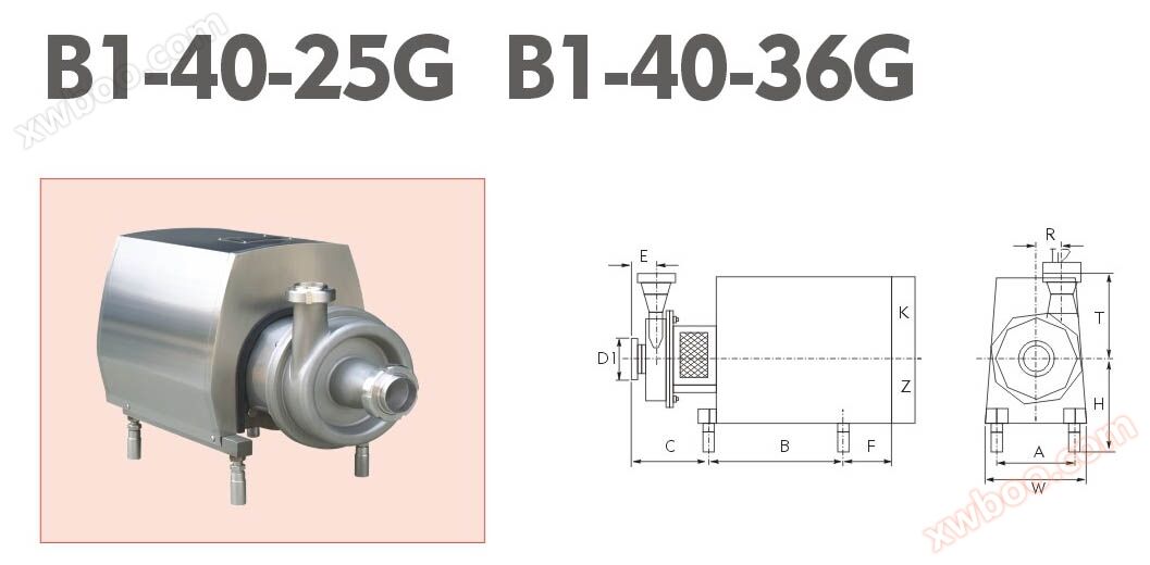 Sanitary centrifugal pump B1-40-25G B1-40-36G