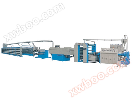 Plastic flat film drawing unit